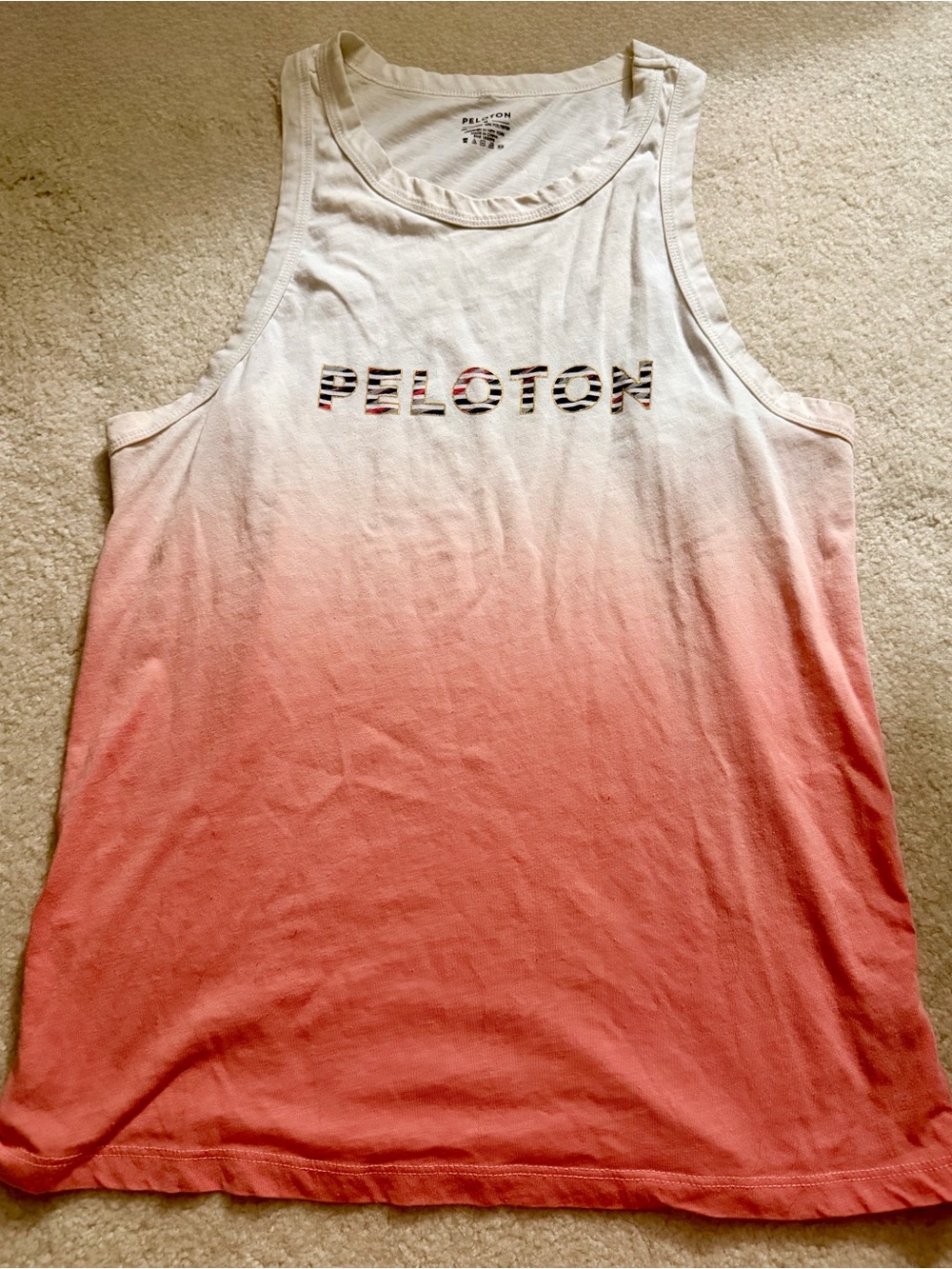 Peloton White to Coral Ombre Tank Top